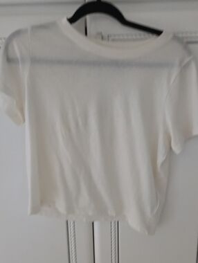 Madewell Cream Short Sleeve Crewneck Top